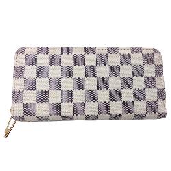 Designer Inspired Checkered Faux Leather Long Wallet