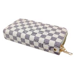 Designer Inspired Checkered Faux Leather Long Wallet