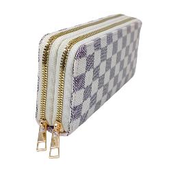 Designer Inspired Checkered Faux Leather Long Wallet