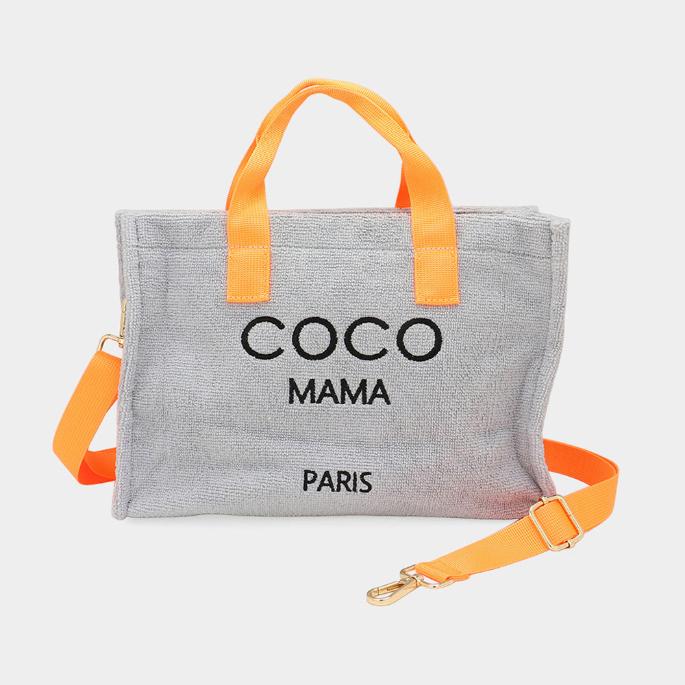 Designer Inspired- COCO MAMA Message Terry Small Tote/Crossbody Bag- 2 COLORS AVAILABLE!!