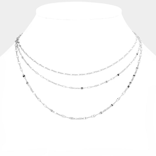 Metal Chain Triple Layered Necklace