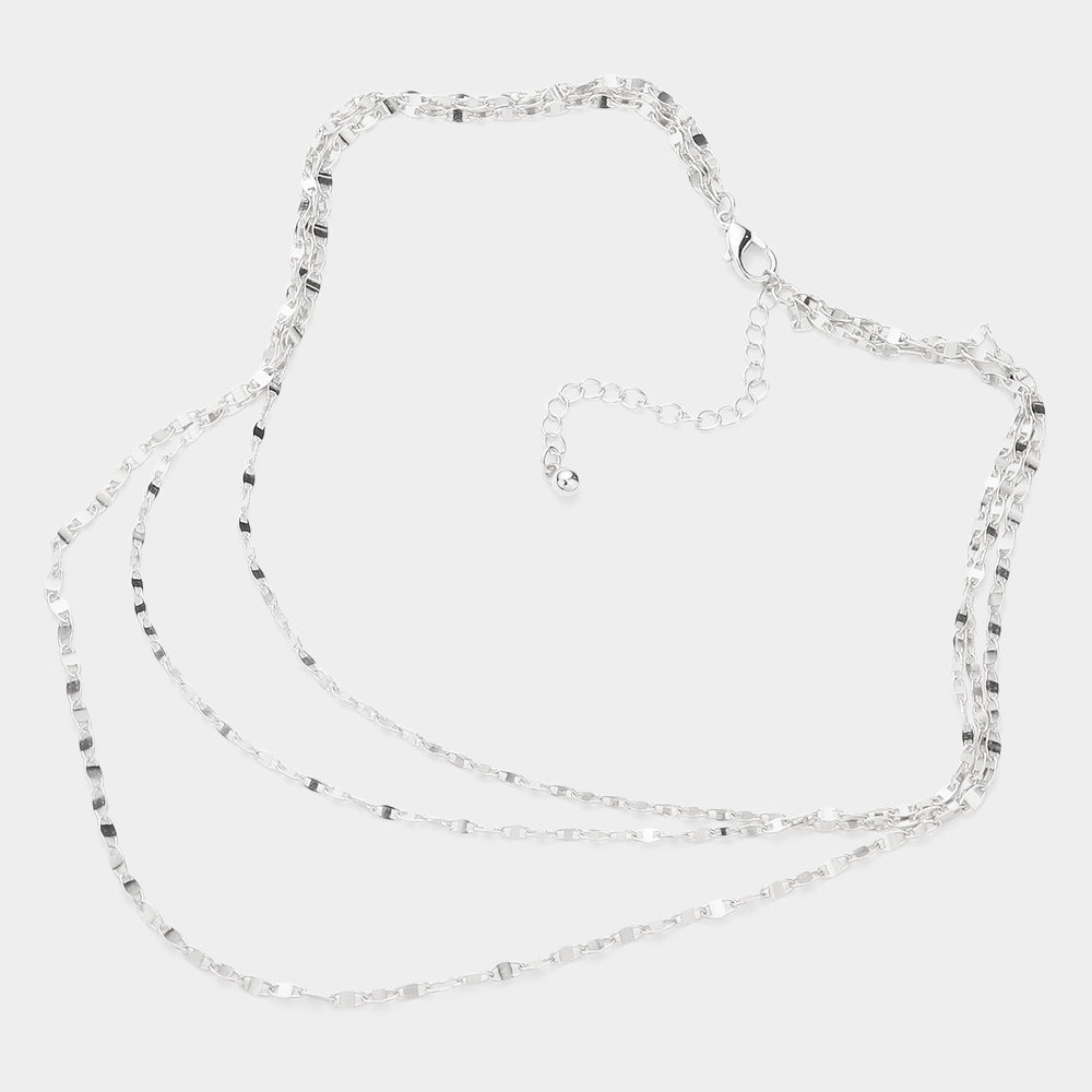 Metal Chain Triple Layered Necklace