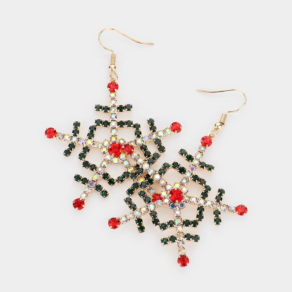 Rhinestone Embellished Snowflake Earrings- 3 COLORS AVAILABLE!!