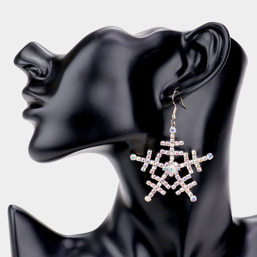 Rhinestone Embellished Snowflake Earrings- 3 COLORS AVAILABLE!!