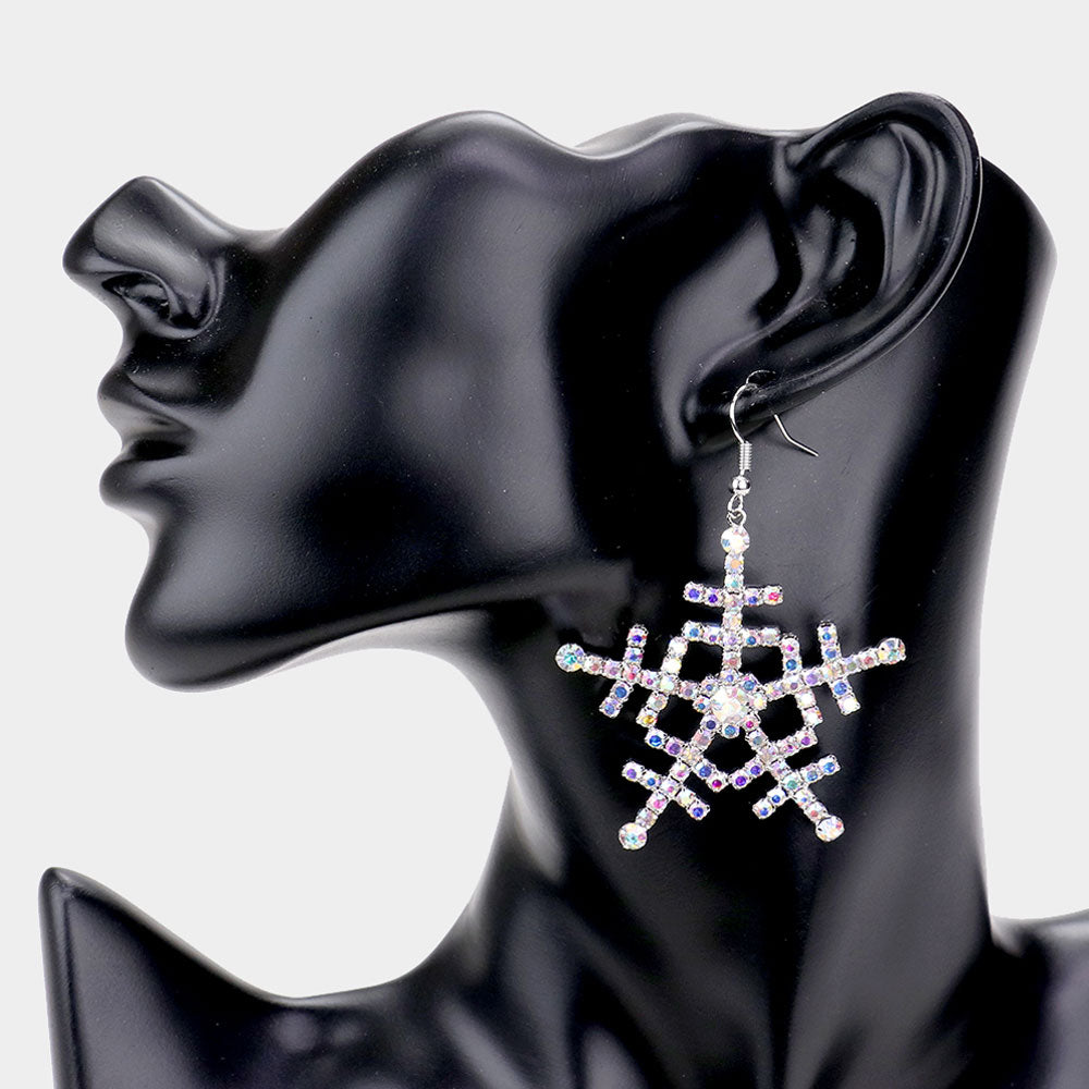 Rhinestone Embellished Snowflake Earrings- 3 COLORS AVAILABLE!!