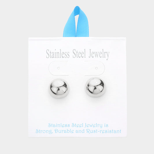 Stainless Steel 0.7 Inch Metal Dome Stud Earrings