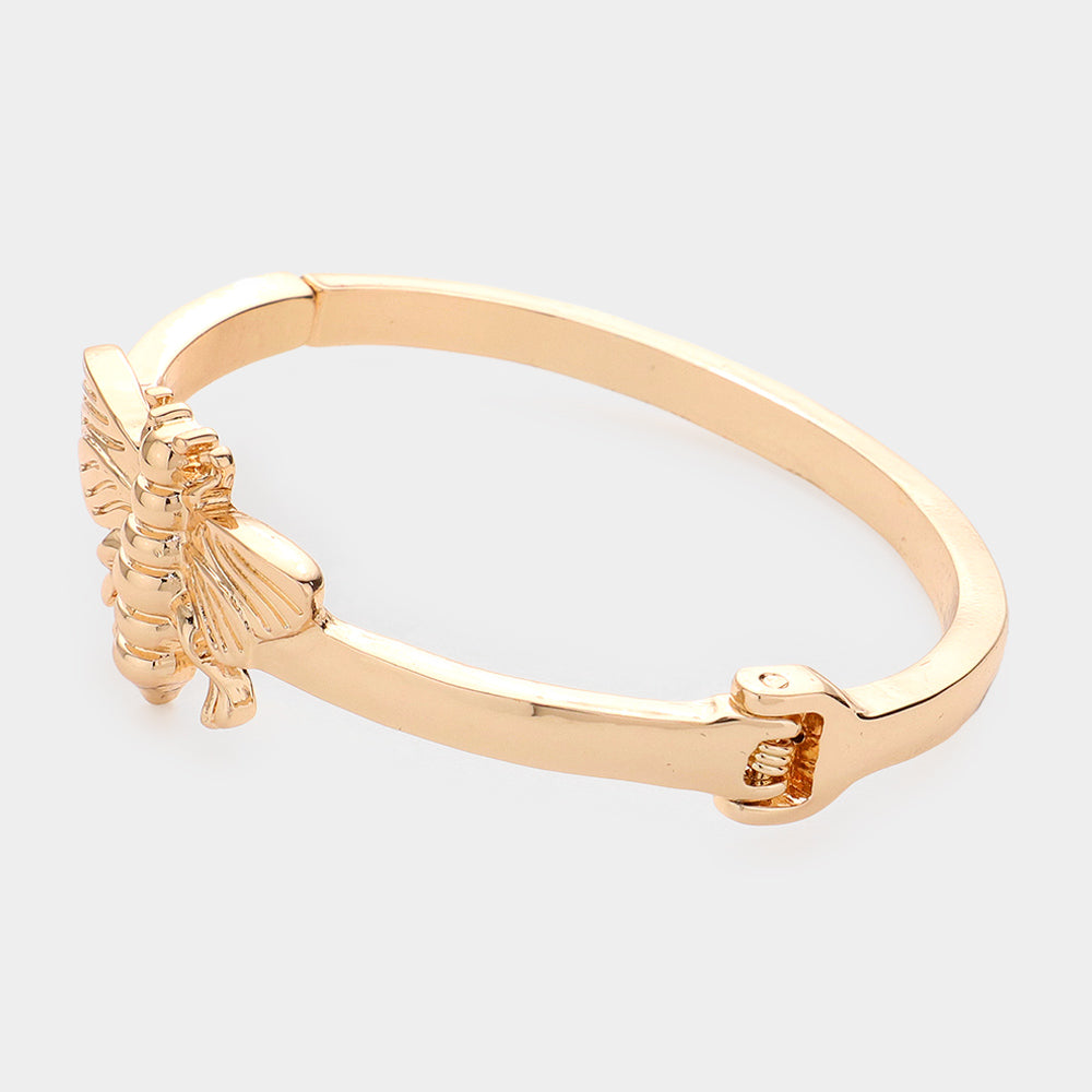 Metal Honey Bee Hinged Bracelet