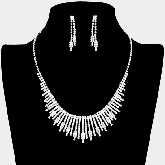 Rhinestone Pave Fringe Statement Necklace