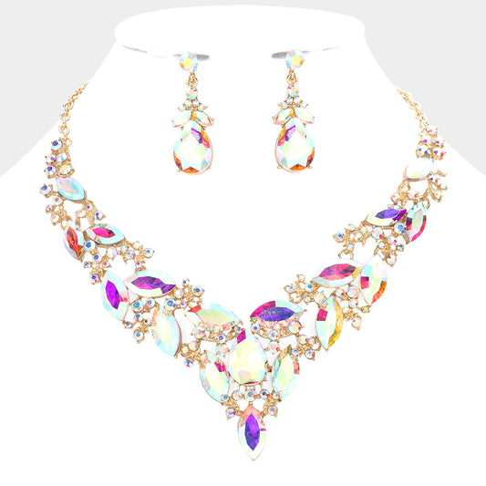 Marquise Stone Cluster Evening Necklace- 13 COLORS AVAILABLE!!