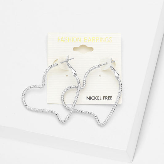 Metal Heart Hoop Earrings