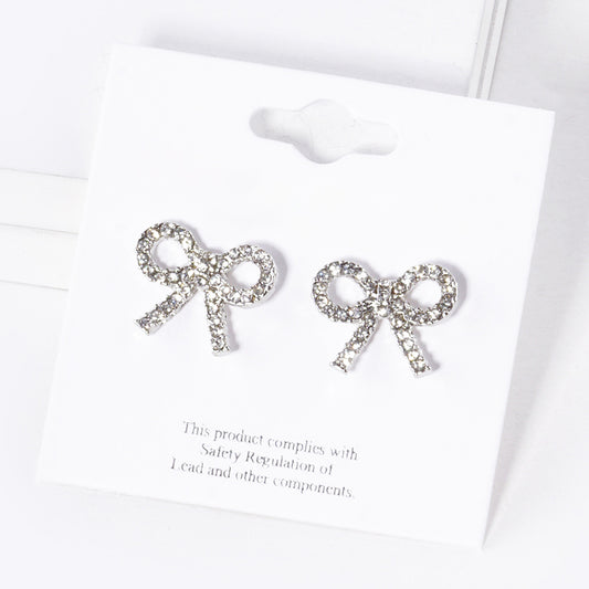 Rhinestone Bow Stud Earrings- 4 COLORS AVAILABLE!!