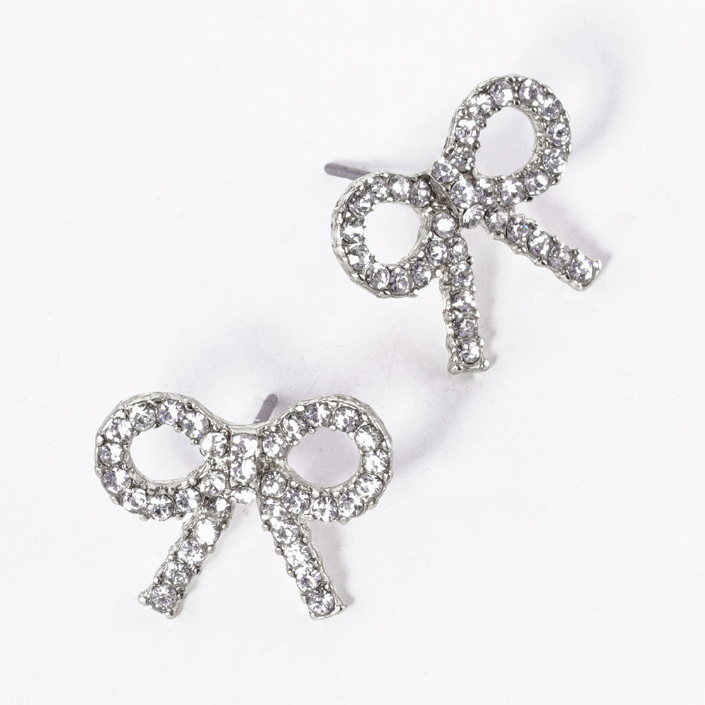 Rhinestone Bow Stud Earrings- 4 COLORS AVAILABLE!!