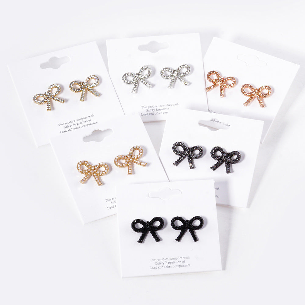 Rhinestone Bow Stud Earrings- 4 COLORS AVAILABLE!!