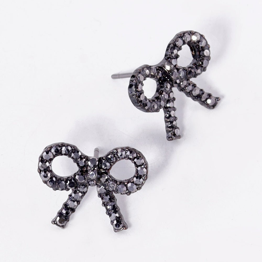 Rhinestone Bow Stud Earrings- 4 COLORS AVAILABLE!!