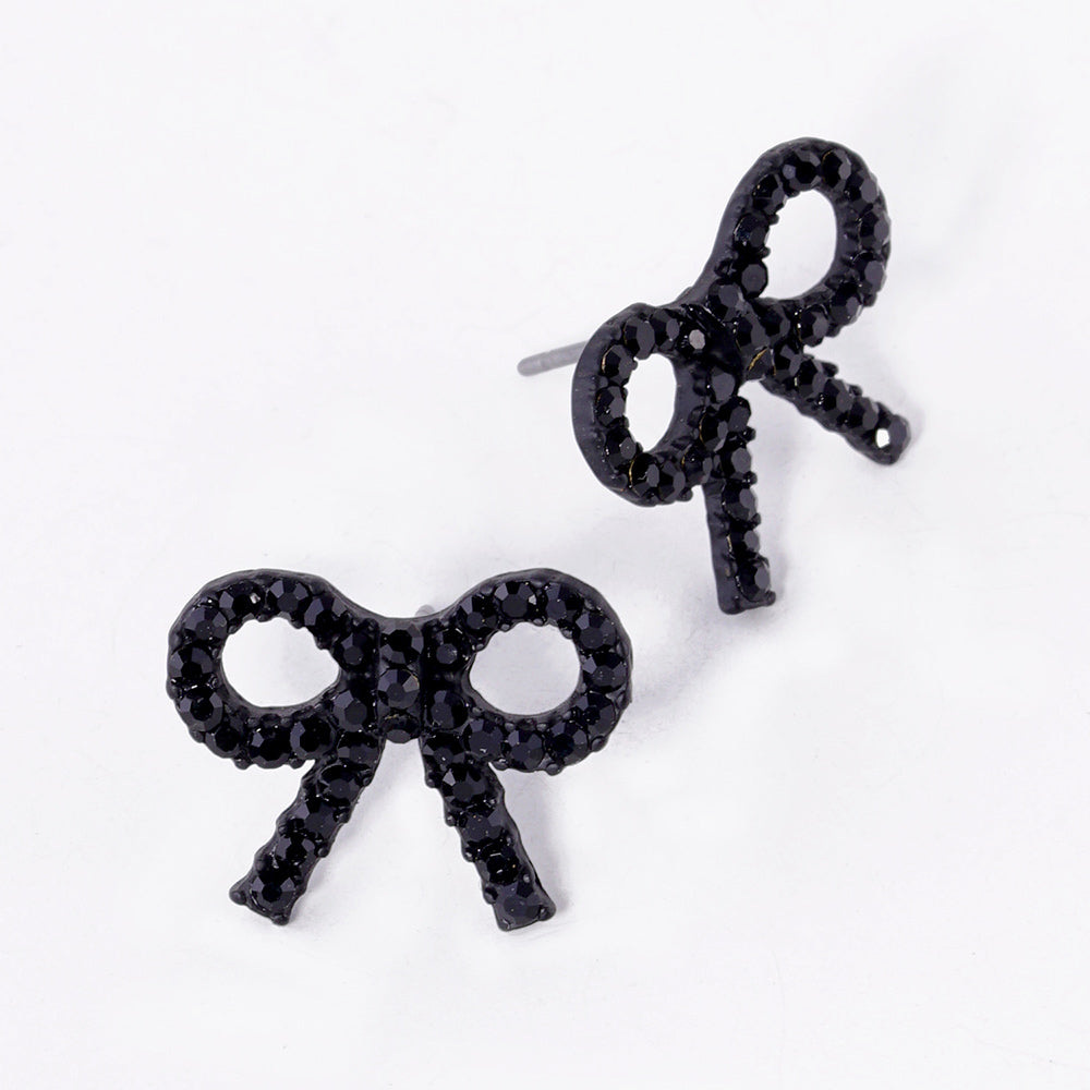 Rhinestone Bow Stud Earrings- 4 COLORS AVAILABLE!!