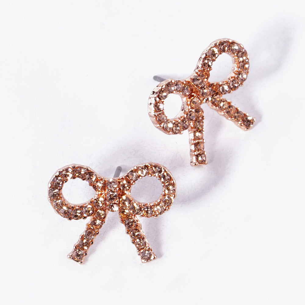 Rhinestone Bow Stud Earrings- 4 COLORS AVAILABLE!!