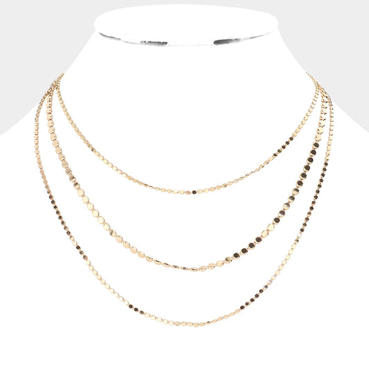 Metal Chain Triple Layered Necklace- 2 COLORS AVAILABLE!!